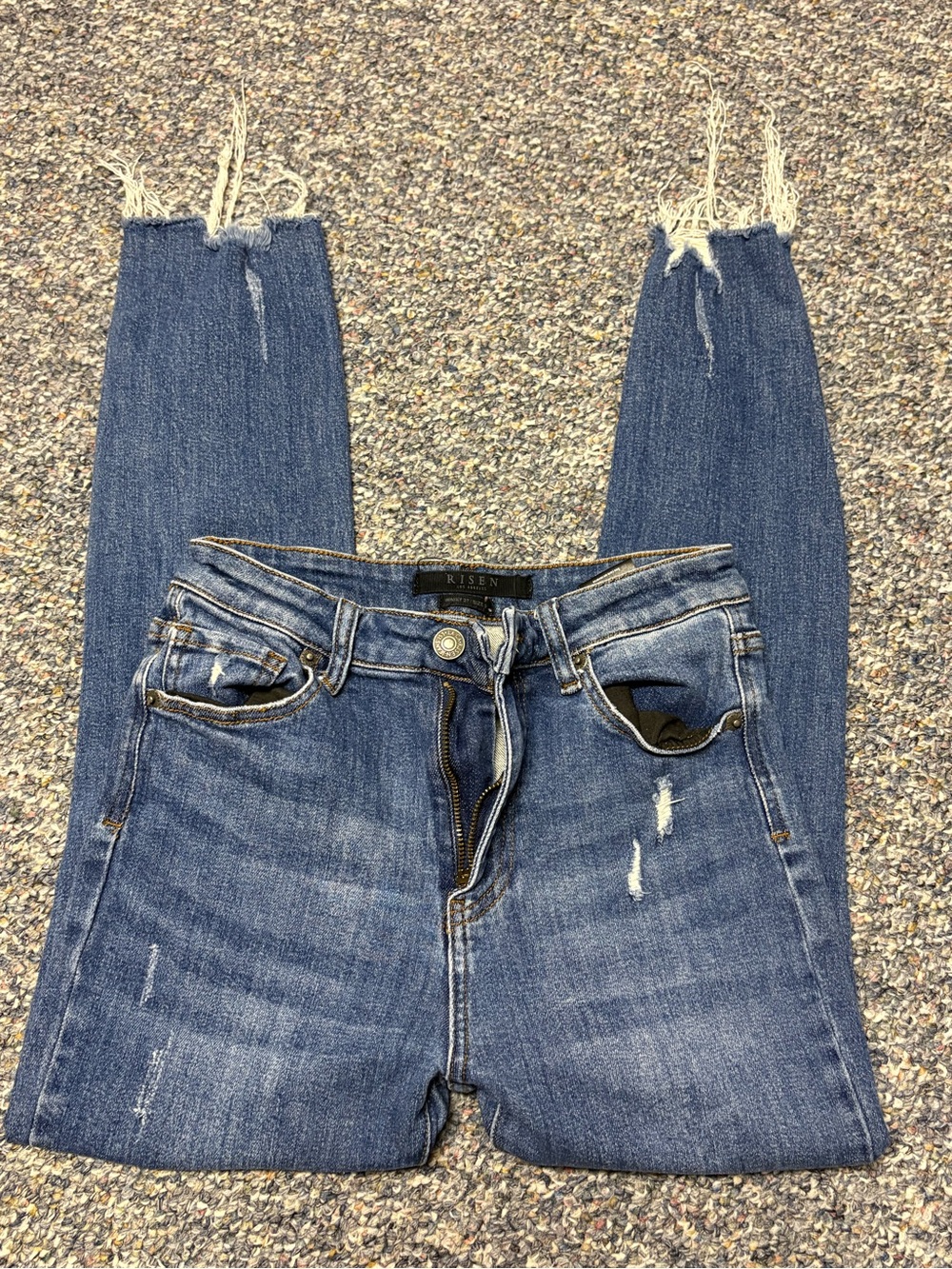 Risen Women's Distressed Blue Denim Jeans
